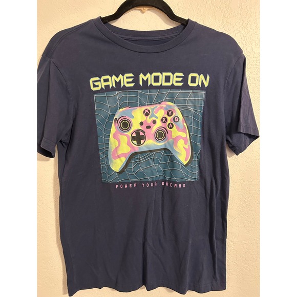 Xbox Other - Xbox Boys Game Mode On Graphic Tee Navy Blue Short Sleeve Shirt Size XXL 18